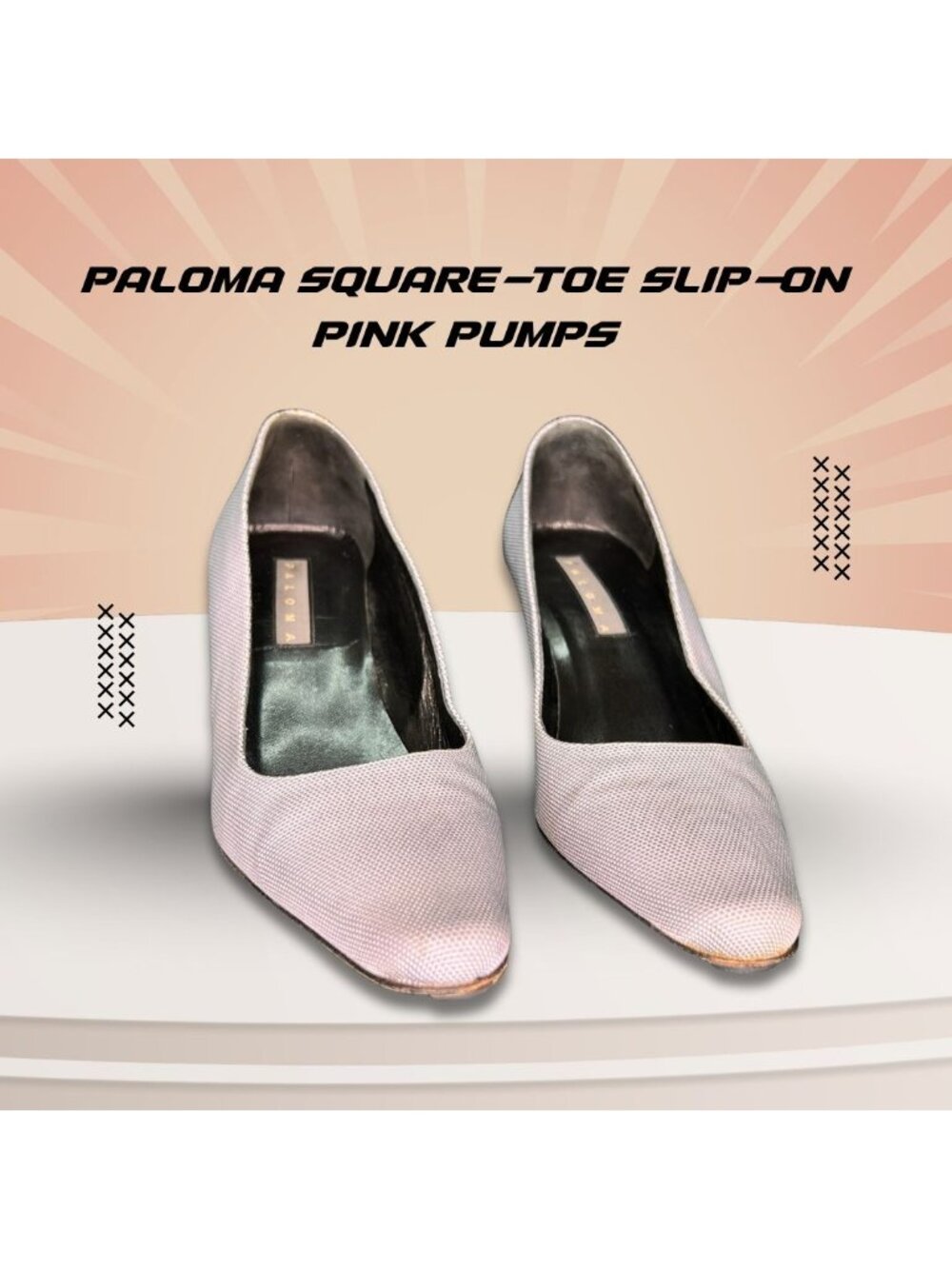 Paloma Square-Toe Size 9.5 Pink Slip-On Pumps Made In Italy Leather Sole
